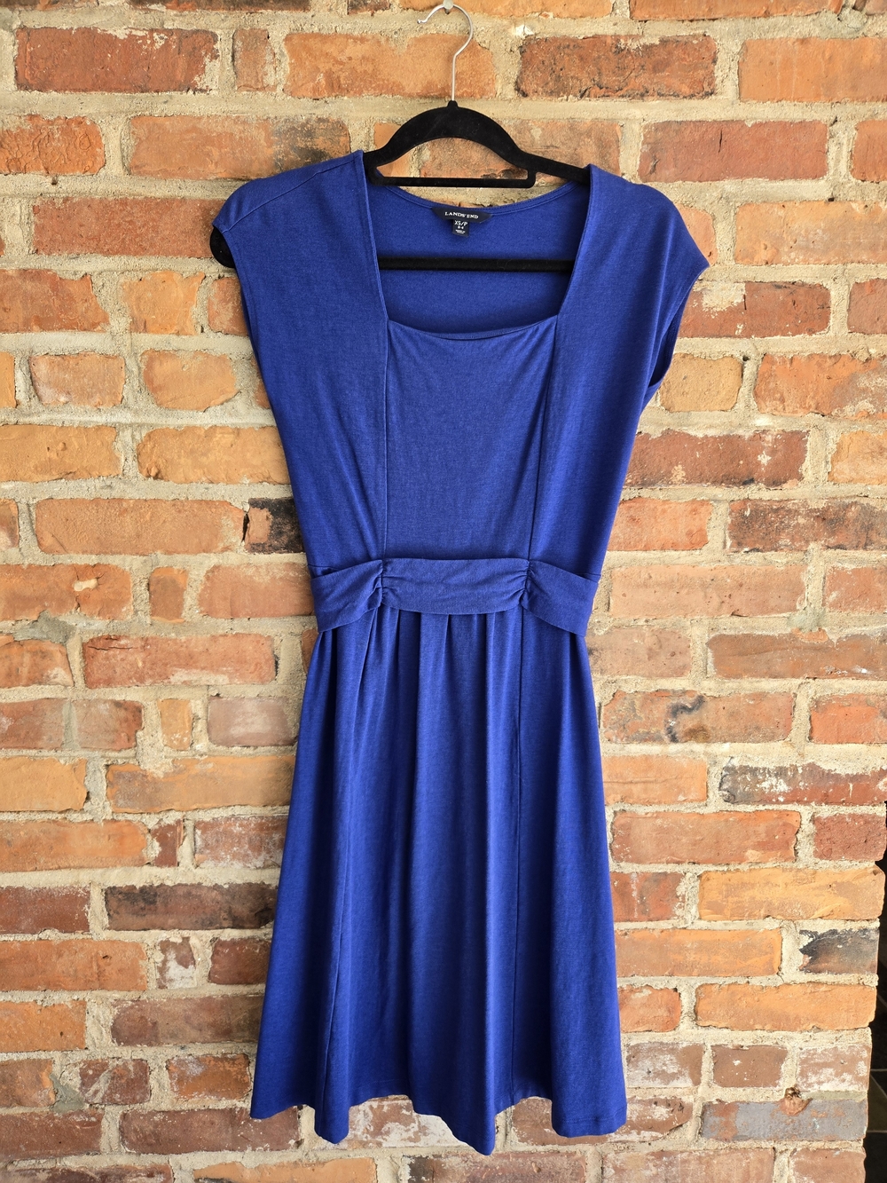 Lands' End Cobalt Blue Cap-Sleeve Fit-and-Flare Dress